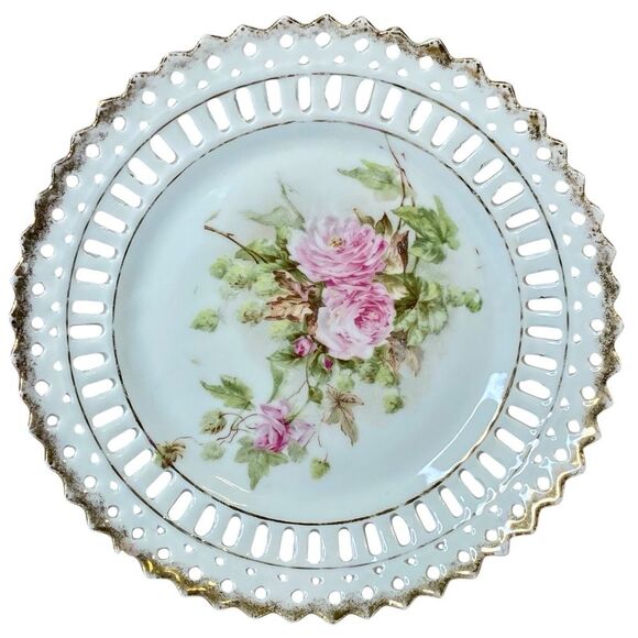 Vintage French Country Rose Collectors Plate Gold Rimmed - Picture 1 of 8